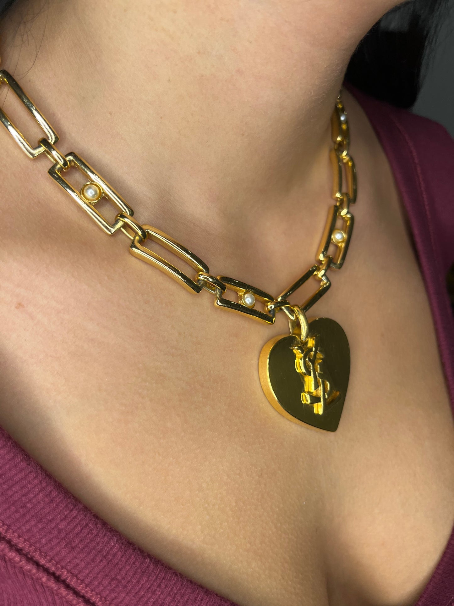 Vintage Yves Saint Laurent Authentic Heart Pendant Orena Necklace