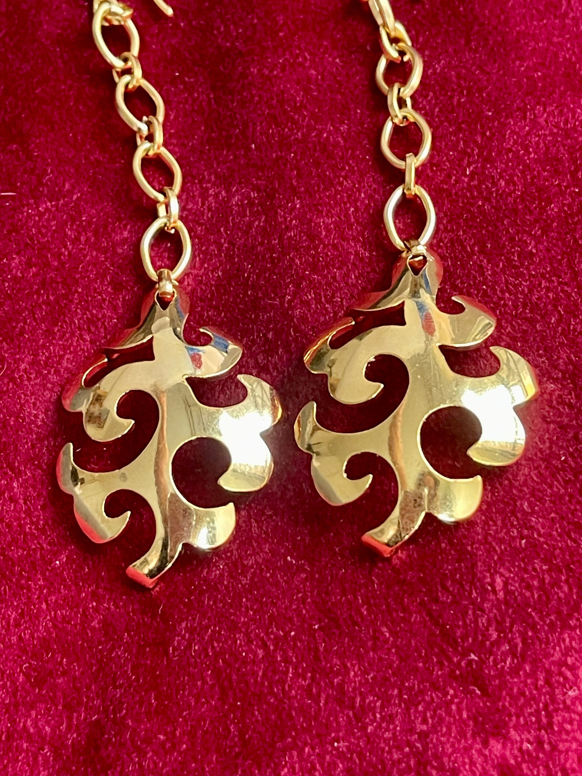 Yves Saint Laurent vintage earrings front view gold plated statement design