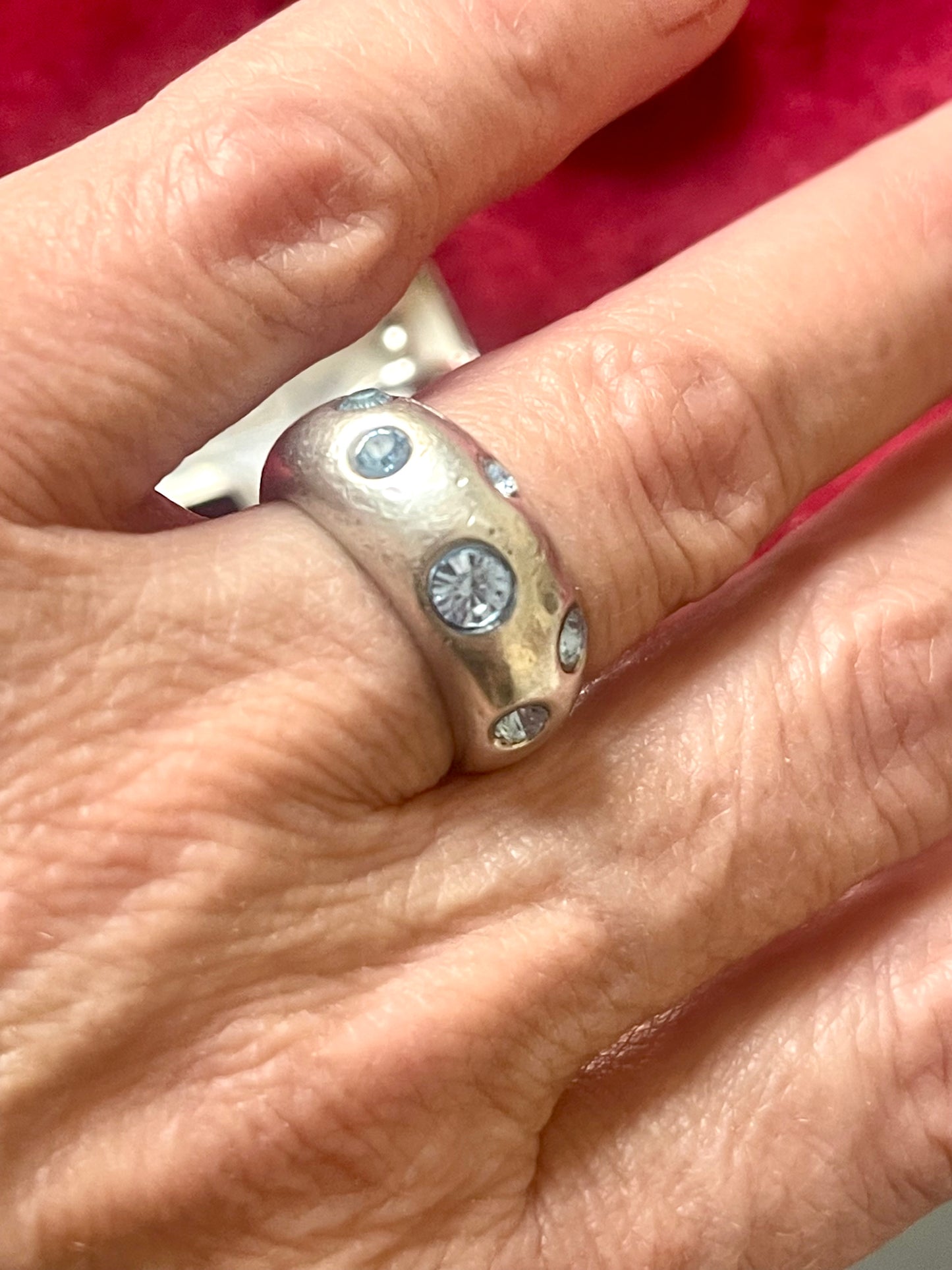 Yves Saint Laurent – Exceptional Vintage 2000 Solid Silver Jewelry Set Blue Rhinestones