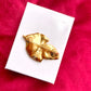 Back view authentic signature YSL made in France vintage gold tone leaf brooch collector item 80’s 90’s era