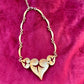 Vintage 80's raro Art Nouveau oro metal corazones collar estilo Christian Lacroix