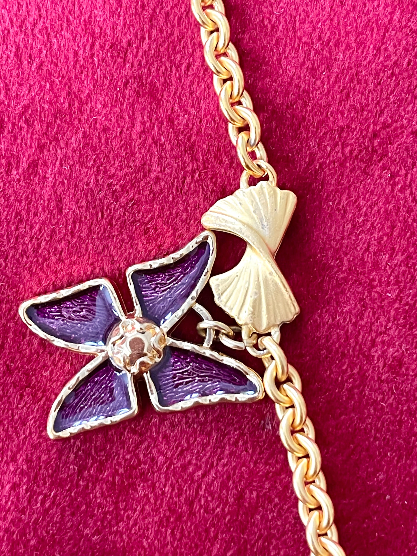 Set of Five Vintage Yves Saint Laurent Pendants on Vintage Nina Ricci Necklace – Rustic Aged Finish