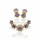 Yves Saint Laurent vintage gold plated brooch earrings stars purple jewelry set - clip-on style
