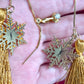 Yves Saint Laurent Signed Snowflake Charm Tassel Earrings – Gold Tone, Upcycled