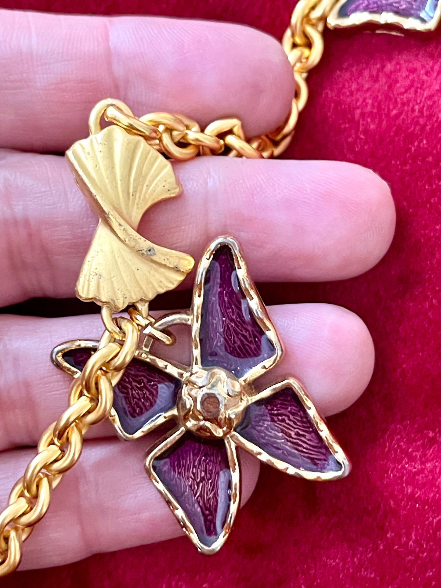 Set of Five Vintage Yves Saint Laurent Pendants on Vintage Nina Ricci Necklace – Rustic Aged Finish