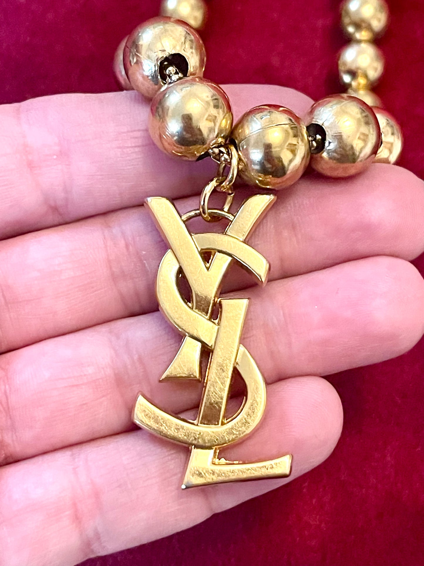 YSL Gold Vintage Charm Pendant Necklace