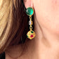 Gold Metal Resin Drop Earrings Multi Colored