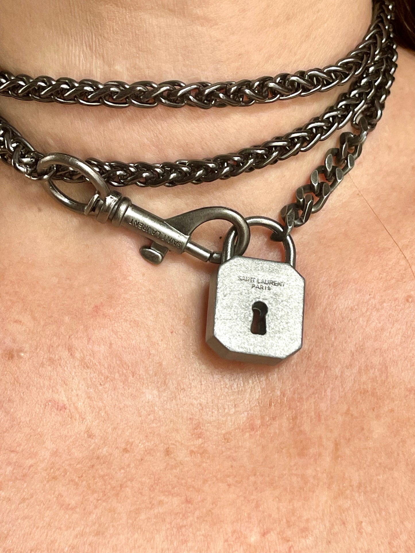Saint Laurent Lock Charm Upcycled Necklace – Vintage Keychain Pendant
