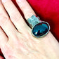 Anillo de metal gris oscuro con piedra negra Arty Vintage de Yves Saint Laurent