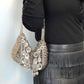 Large Metal Shoulder Bag Crystal Charms Brooches Style Paco Rabanne