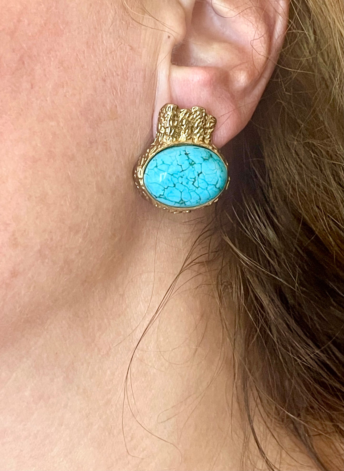 Sac vintage Yves Saint Laurent Arty turquoise et or