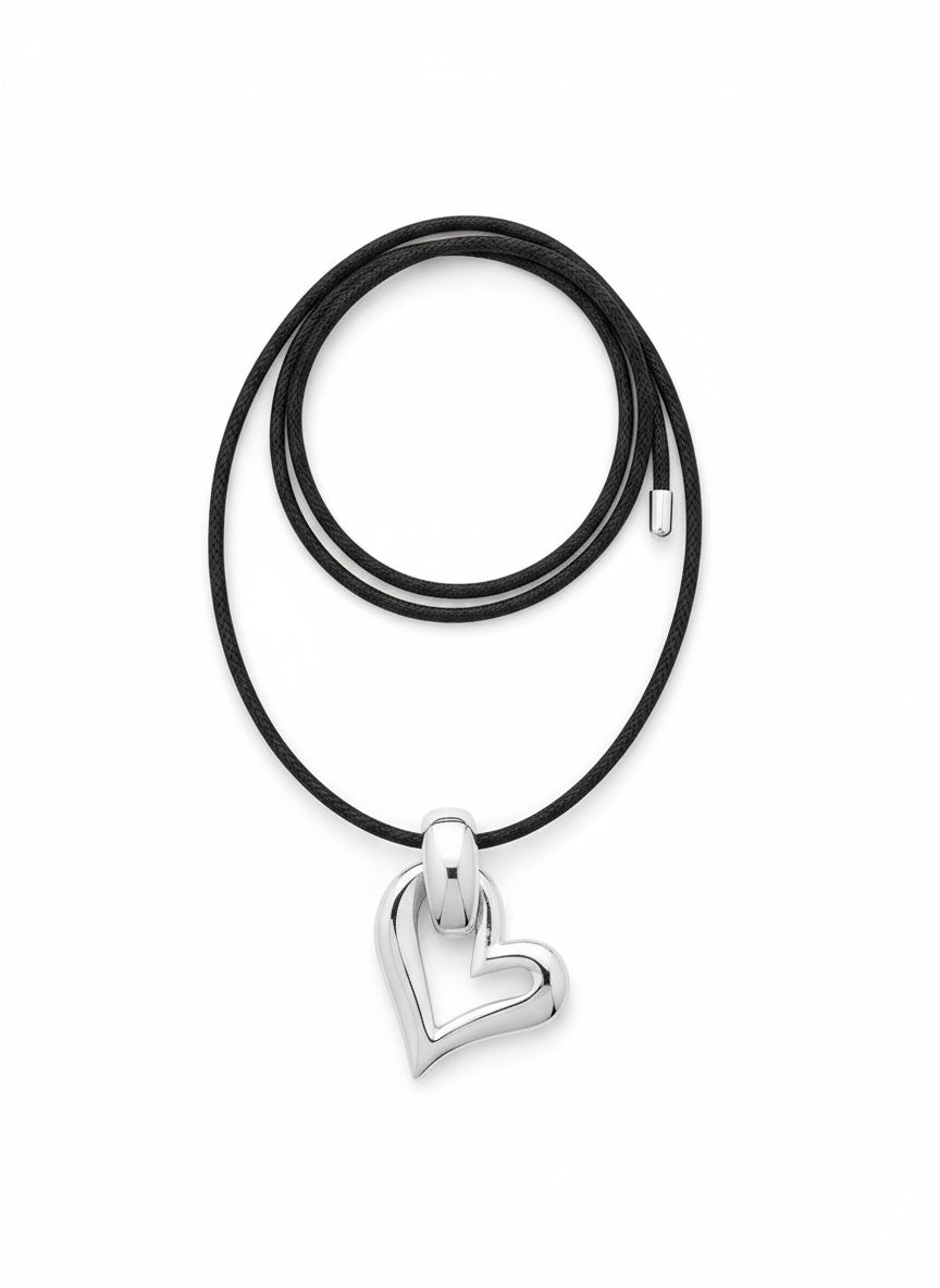 Necklace with a heart-shaped pendant on a white background