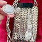Back view of crystal Phone holder silver metal Crystal crossbody bag style Paco Rabanne Sparkle 1969 