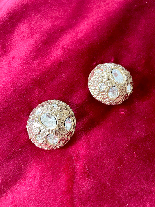 Boucles d'oreilles Yves Saint Laurent Authentic Gold Button 80's