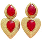 Tear drop old red earrings heart shaped earrings style vintage Yves Saint Laurent 
