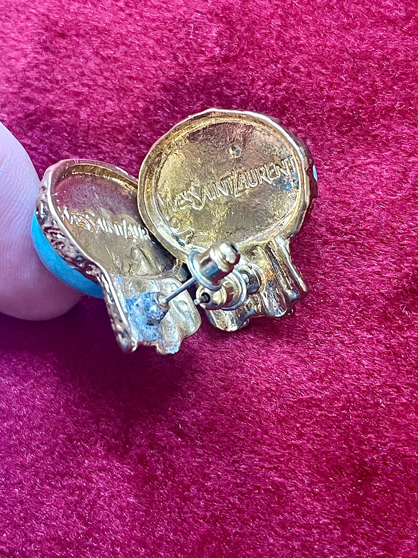 Sac vintage Yves Saint Laurent Arty turquoise et or