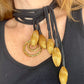 Vintage Yves Saint Laurent YSL scarf holder worn as a one of a kind art textile statement necklace