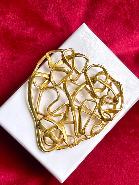 Arty Yves Saint Laurent vintage large brooch YSL 80s rare  collection excellent condition on white and red background 