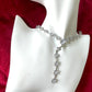 Long Silver Rhinestones Heart Necklace Bracelet Set