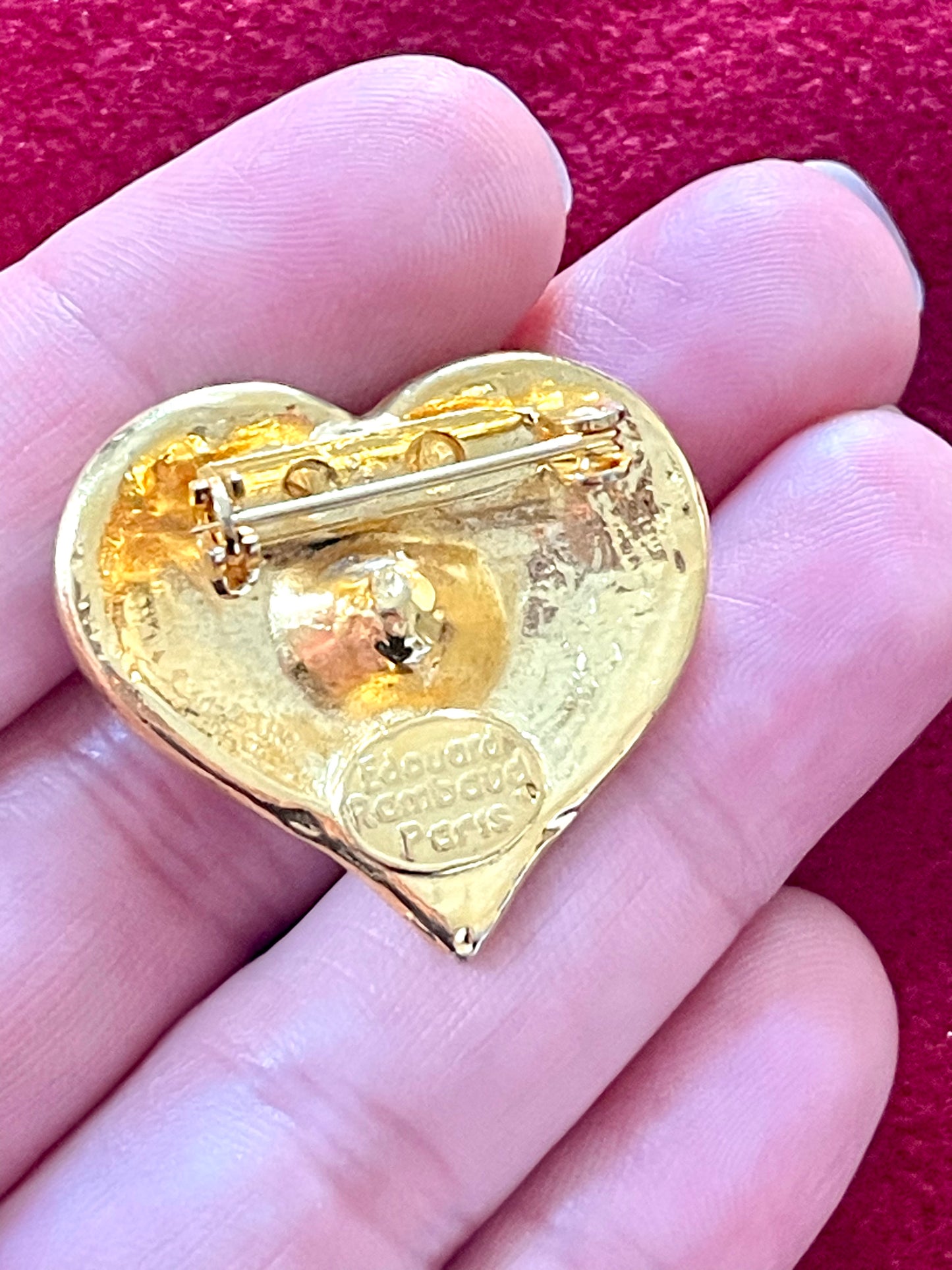 Vintage Édouard Rambaud Gold-Tone Brooch with Rhinestone