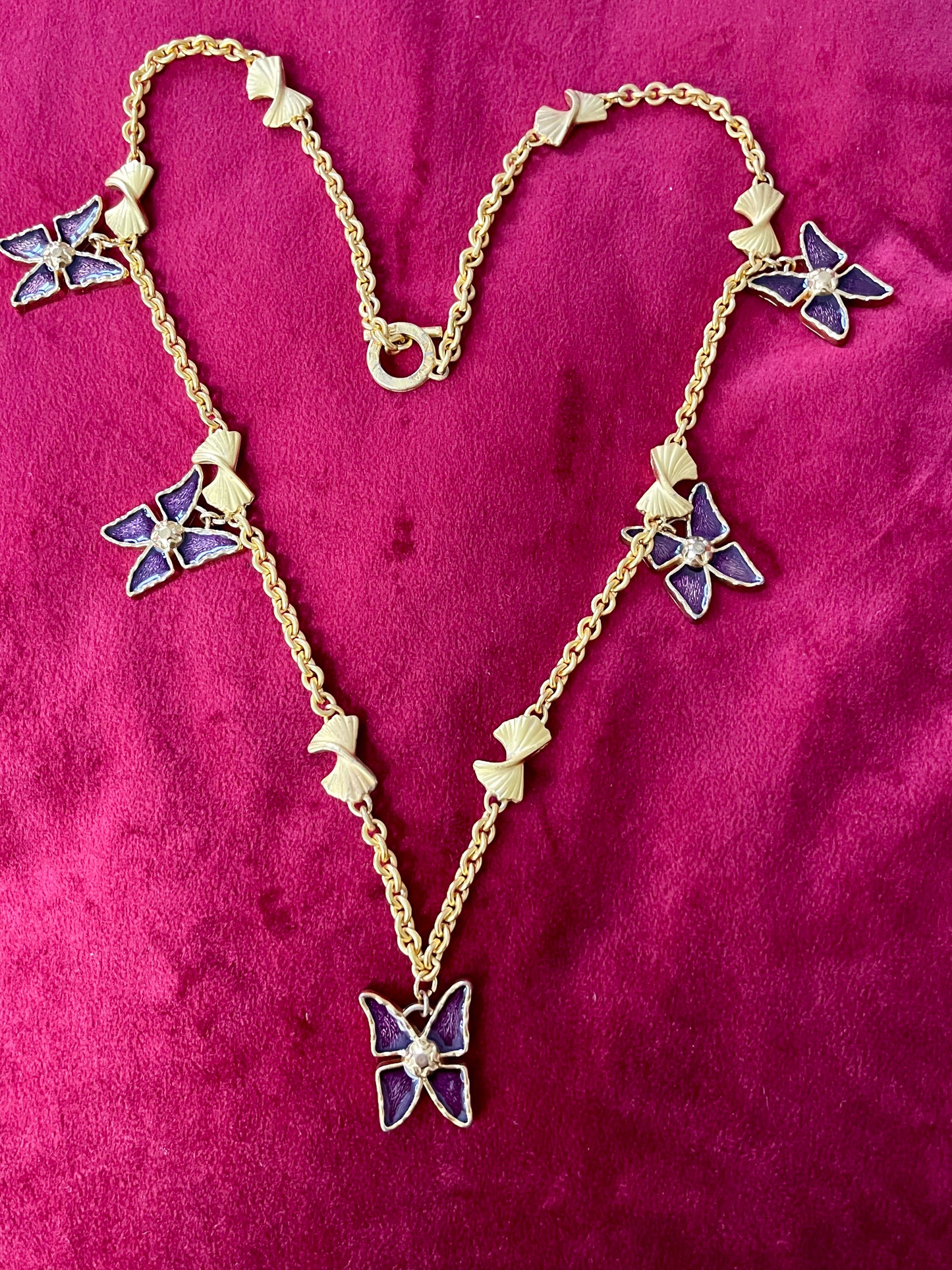 Set of Five Vintage Yves Saint Laurent Pendants on Vintage Nina Ricci Necklace – Rustic Aged Finish