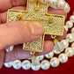 Vintage Statement Faux Pearls Necklace New Cross Pendant