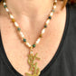 YSL Refurbished Enameled Gold Vintage Charm Pendant Pearl Necklace