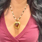 Vintage Yves Saint Laurent Rose Petal Heart Pendant Pearl Necklace