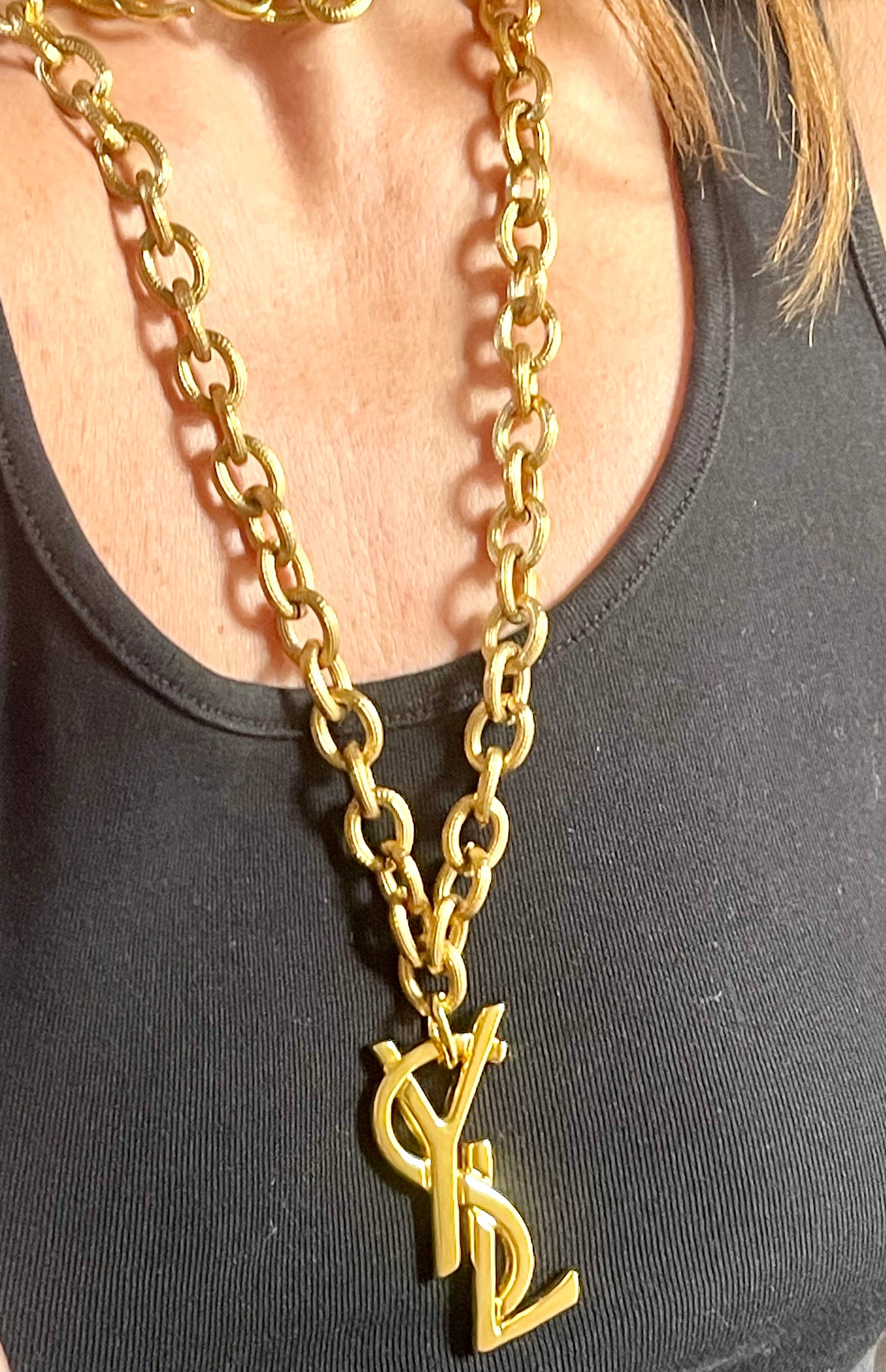 Vintage Yves Saint Laurent Upcycled Authentic Bag Charm Pendant Necklace / Belt