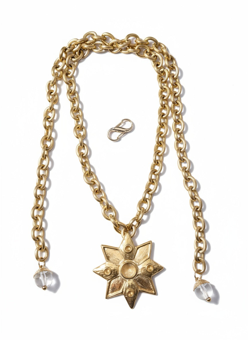 Yves Saint Laurent Vintage Rare Star Pendant Charms Necklace