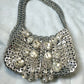 Large Metal Shoulder Bag Crystal Charms Brooches Style Paco Rabanne