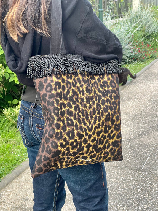 Leopard Cotton Canvas Tote Yves Saint Laurent