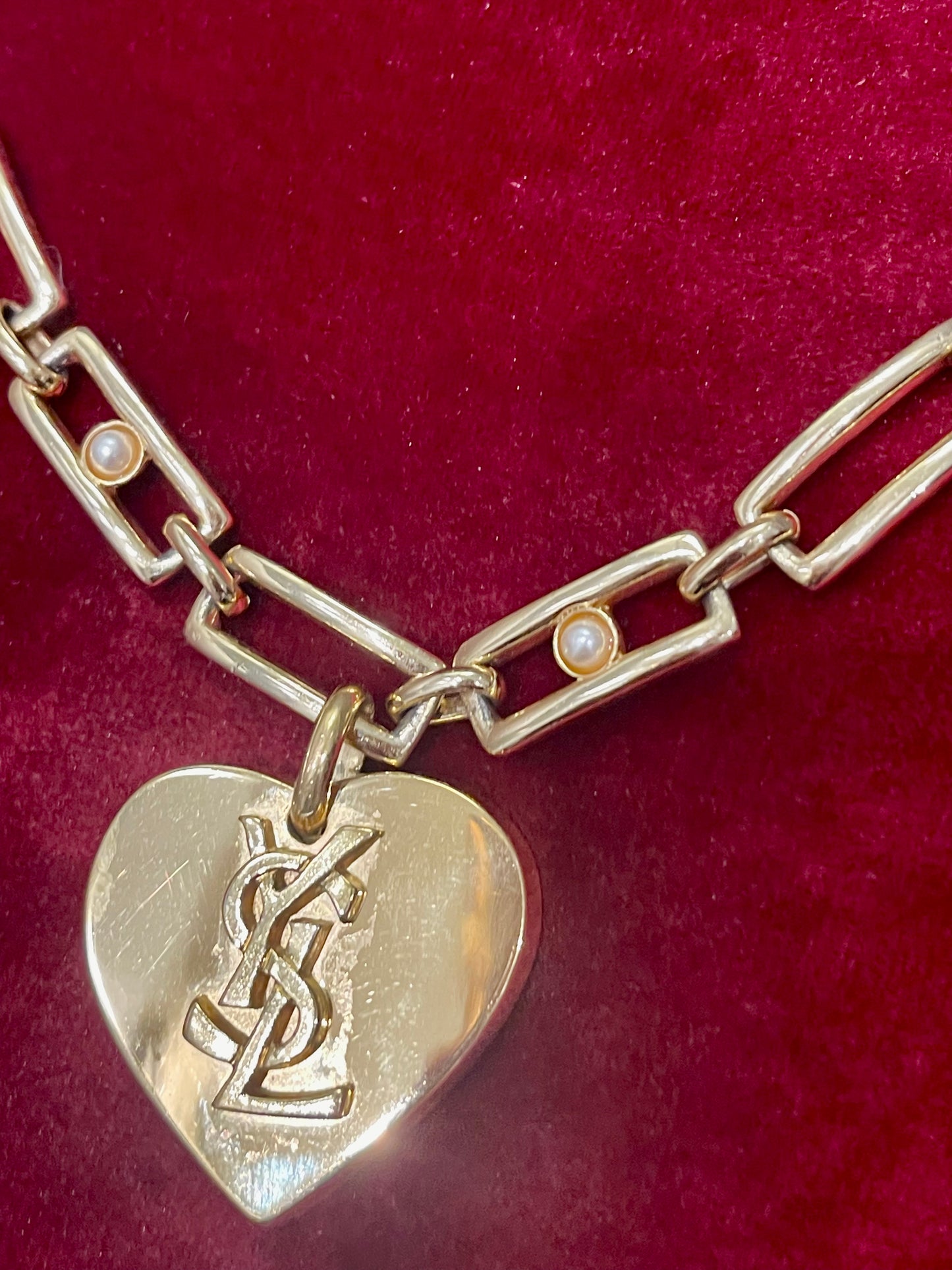 Vintage Yves Saint Laurent Authentic Heart Pendant Orena Necklace