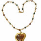 Pearl Necklace with vintage Yves Saint Laurent heart-shaped flower petal pendant on white background 