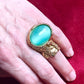 Yves Saint Laurent Vintage Arty Turquoise Tone Gold Metal Ring