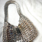 Large Metal Shoulder Bag Crystal Charms Brooches Style Paco Rabanne