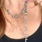 Model showing removable Upcycled Dior pendant on necklace silver-tone stainless steel chain
