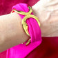 Vintage Dior Pink Silk Scarf & Gold Stainless Steel Bracelet – Customizable Set