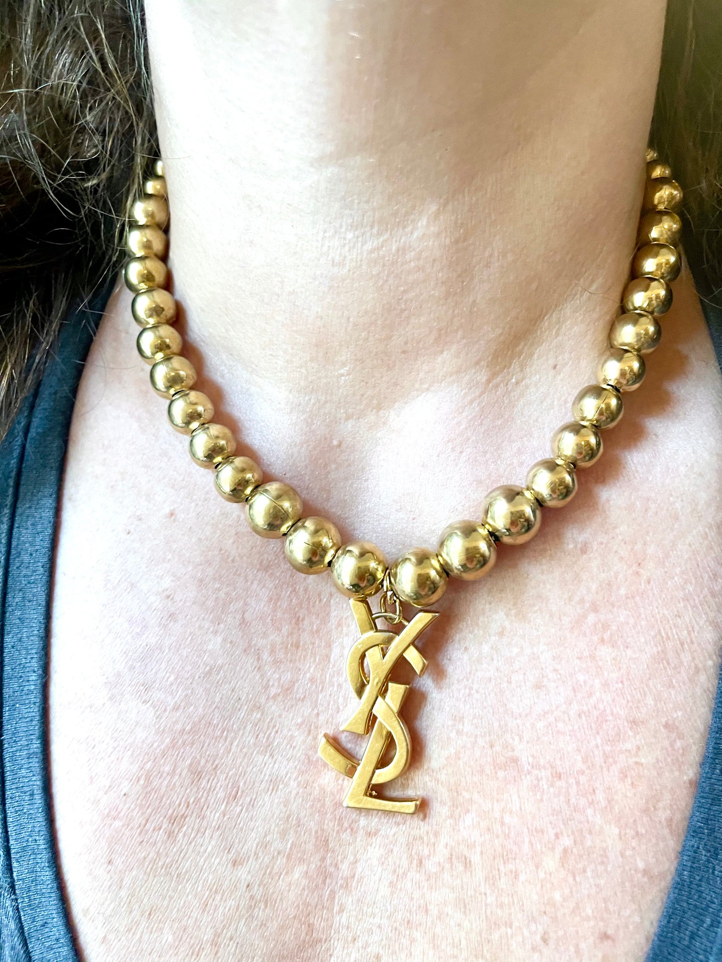 YSL Gold Vintage Charm Pendant Necklace