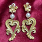 Arty Gold Heart Pearl Rhinestones Earrings Style Vintage Christian Lacroix Yves Saint Laurent