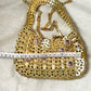 Mini Gold Metal Sparkle Hand Bag Pink Rhinestone Charms Style Paco Rabanne