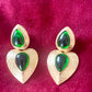 Boucles d'oreilles Tear Drop Gold &amp; Green Remake design vintage