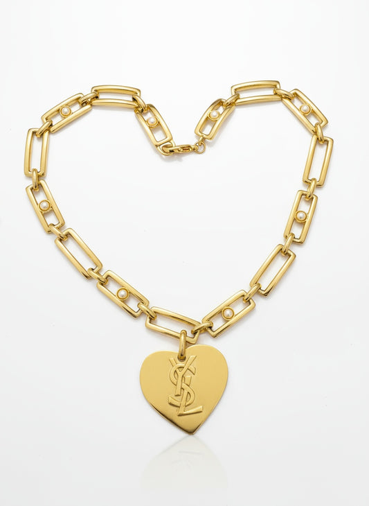 Vintage Yves Saint Laurent Authentic Heart Pendant Orena Necklace
