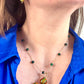 Collar de ágata verde Diseño de cruz vintage Conjunto de joyas esmaltadas Inspiración Años 90 Yves Saint Laurent