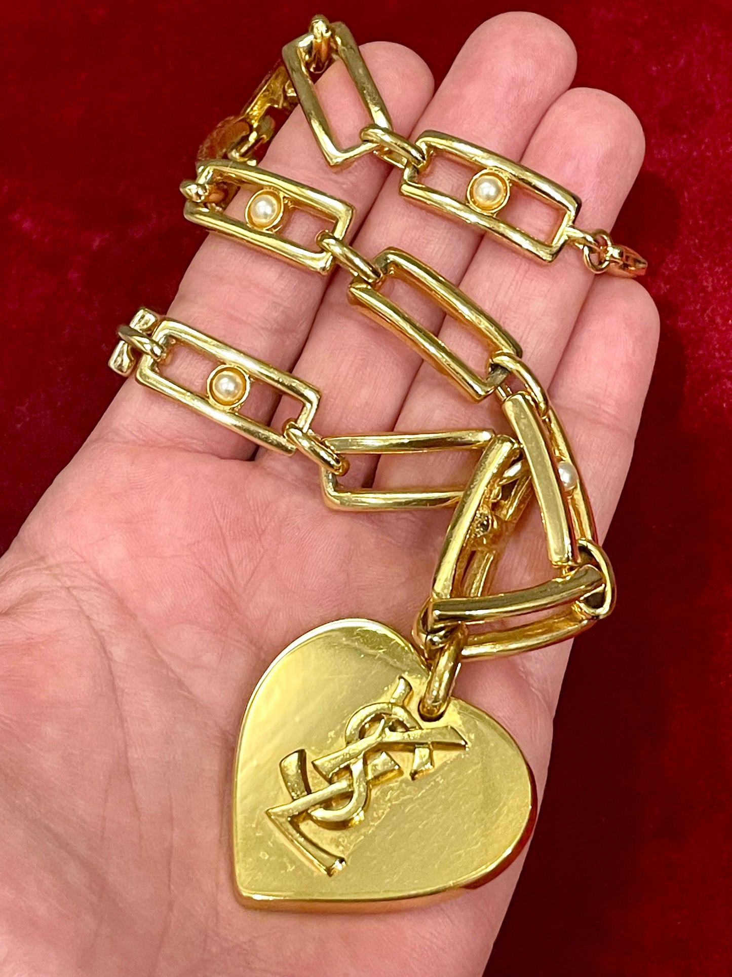 Vintage Yves Saint Laurent Authentic Heart Pendant Orena Necklace