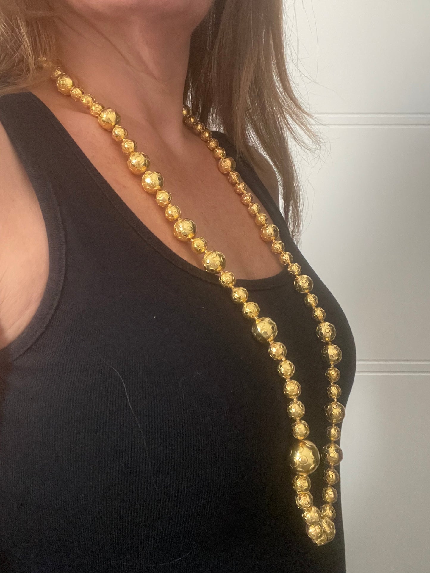 Vintage Yves Saint Laurent Gold Beaded Necklace — 18K Gold Refurbished (45 cm)