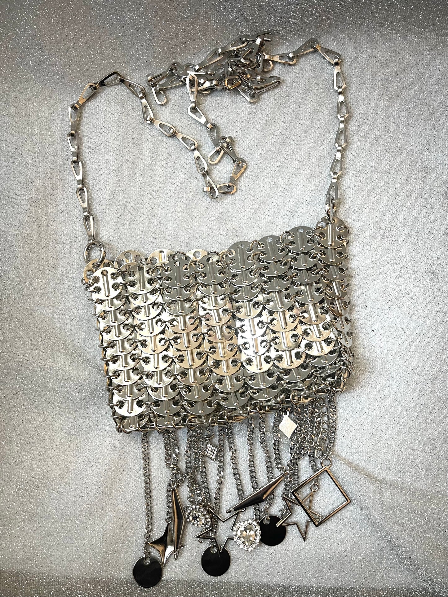 Metal & Dangling Crystal Charms Bag Style Paco Rabanne