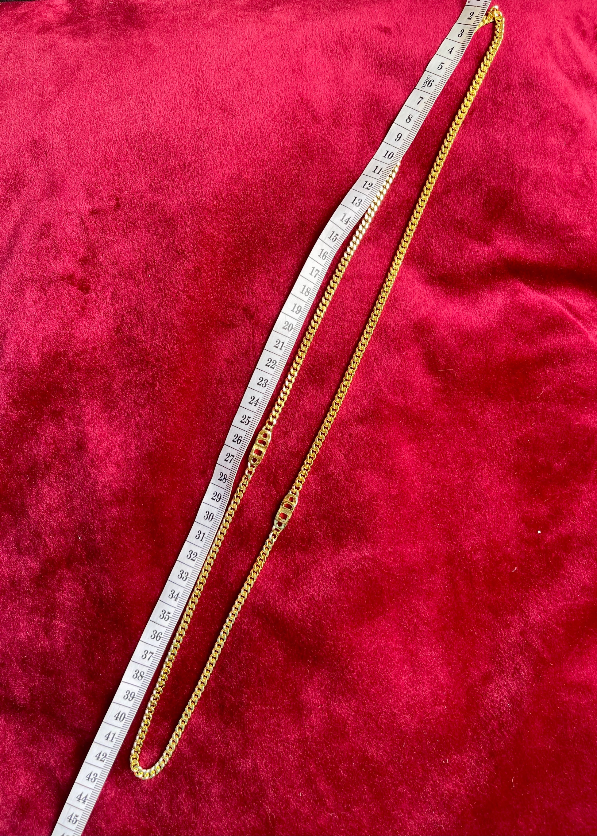 42 cm long , Classic vintage 80’s authentic Christian Dior designer jewelry- refurbished gold plated 18K long necklace CD charms rare find 