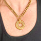 Worn by model Yves Saint Laurent vintage pendant  stainless steel chain necklace 