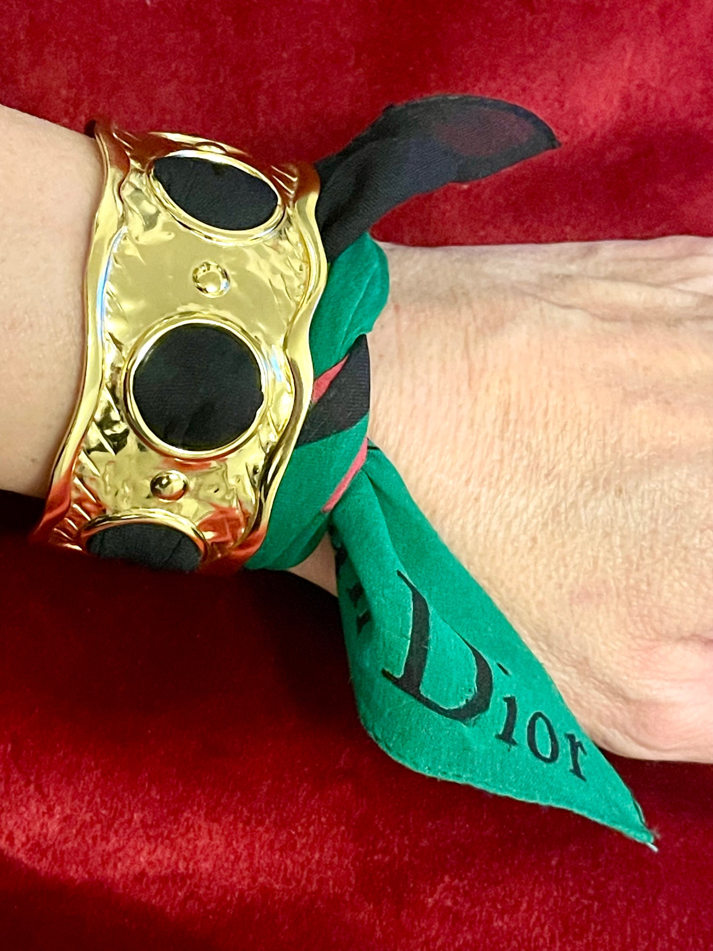 Christian Dior Vintage Scarf Gold Bracelet